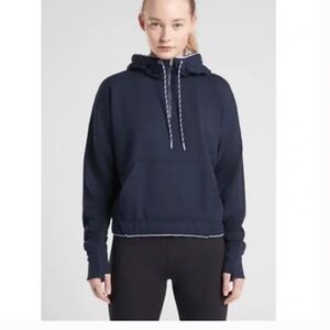 Athleta Ascend 1/4 Zip Pullover Warm-Up Hoodie – Navy – Women’s L